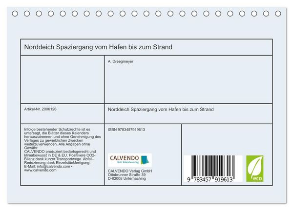 Produktbild: Norddeich Spaziergang vom Hafen bis zum Strand (Tischkalender 2026 DIN A5 quer), CALVENDO Monatskalender