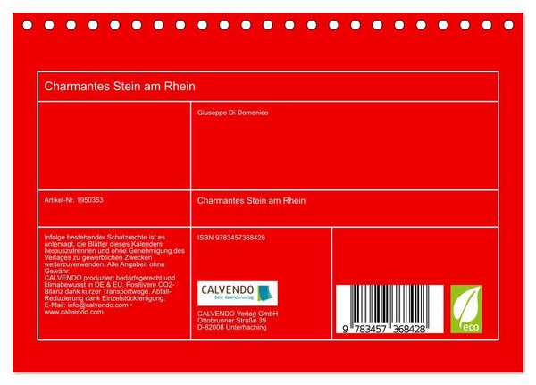 Produktbild: Charmantes Stein am Rhein (Tischkalender 2026 DIN A5 quer), CALVENDO Monatskalender