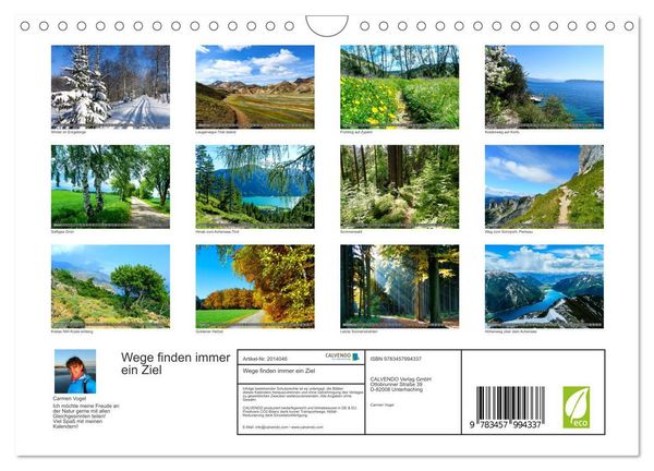 Produktbild: Wege finden immer ein Ziel (Wandkalender 2026 DIN A4 quer), CALVENDO Monatskalender
