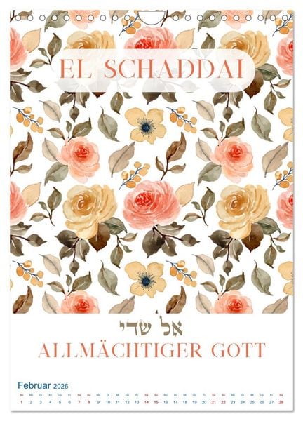 Produktbild: Hebr&auml;ische Namen Gottes aus der Torah (Wandkalender 2026 DIN A4 hoch), CALVENDO Monatskalender