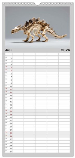 Produktbild: Familienplaner 2026 - Knochen der Giganten - Dinosaurier im Portr&auml;t mit 5 Spalten (Wandkalender, 21 x 45 cm) CALVENDO