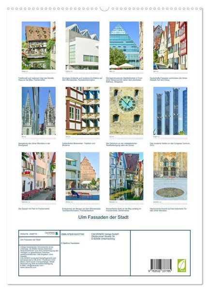 Produktbild: Ulm Fassaden der Stadt (hochwertiger Premium Wandkalender 2026 DIN A2 hoch), Kunstdruck in Hochglanz