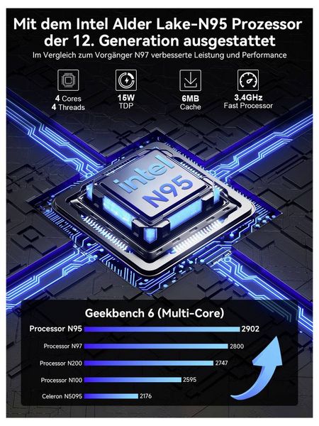 Produktbild: GMKtec Mini PC G3S-1 Intel&reg; Processor N95 8+256GB Intel&reg; Processor N95 3.4GHz 8GB RAM 256GB SSD Intel UHD Graphics Win 11 Pro G3S