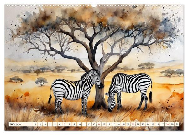 Produktbild: Zauberhafte Aquarelle von Afrikas Tierwelt (hochwertiger Premium Wandkalender 2026 DIN A2 quer), Kunstdruck in Hochglanz