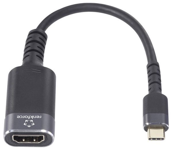 Produktbild: Renkforce RF-6798312 USB-C&reg; / HDMI Adapterkabel [1x - 1x HDMI-Buchse] Schwarz-Grau 4K UHD 0.20 m