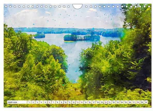 Produktbild: Feldberger Seenlandschaft - Spaziergang in Aquarell (Wandkalender 2026 DIN A4 quer), CALVENDO Monatskalender