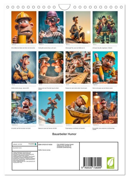 Produktbild: Bauarbeiter Humor (Wandkalender 2026 DIN A4 hoch), CALVENDO Monatskalender