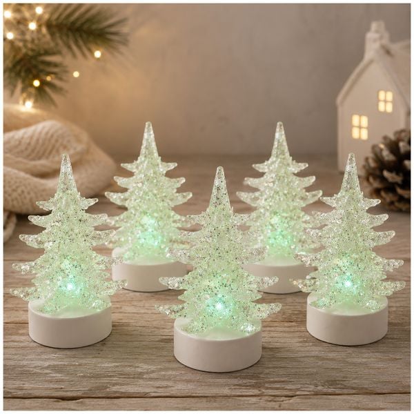 Produktbild: HTI-Living Funkelnder Weihnachtsbaum 6er Set klein mit toller Beleuchtung