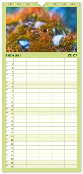 Produktbild: Familienplaner 2027 - Vielfalt am Waldboden mit 5 Spalten (Wandkalender, 21 x 45 cm) CALVENDO