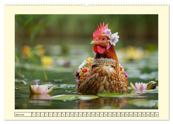 Produktbild: Lustige Federvieh-Fashion. Modische Abenteuer auf dem Bauernhof (Wandkalender 2026 DIN A2 quer), CALVENDO Monatskalender