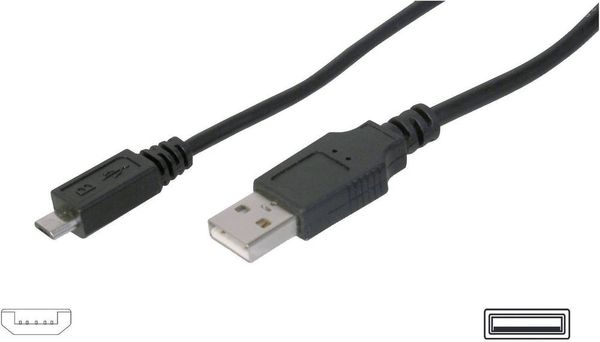 Produktbild: Digitus USB-Kabel USB 2.0 USB-A Stecker, USB-Micro-B Stecker 1.80m Schwarz AK-300110-018-S