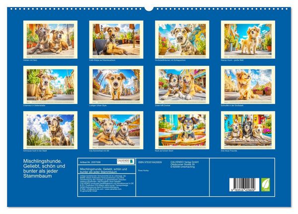 Produktbild: Mischlingshunde. Geliebt, sch&ouml;n und bunter als jeder Stammbaum (hochwertiger Premium Wandkalender 2026 DIN A2 quer), Kunstdruck in Hochglanz