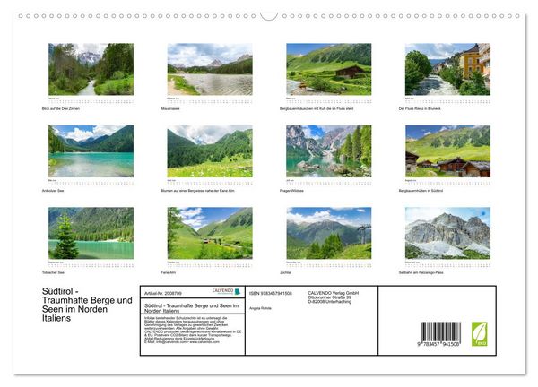 Produktbild: S&uuml;dtirol - Traumhafte Berge und Seen im Norden Italiens (hochwertiger Premium Wandkalender 2026 DIN A2 quer), Kunstdruck in Hochglanz