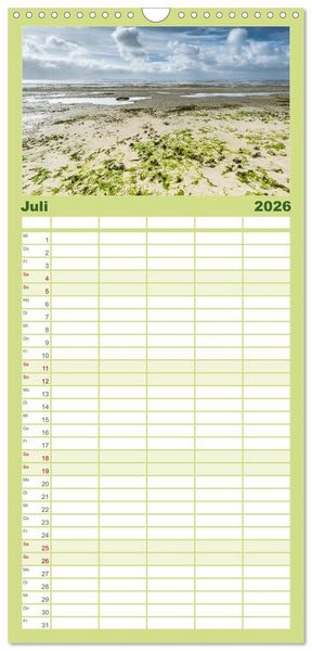 Produktbild: Familienplaner 2026 - Ameland Wundersch&ouml;ne Insel mit 5 Spalten (Wandkalender, 21 x 45 cm) CALVENDO