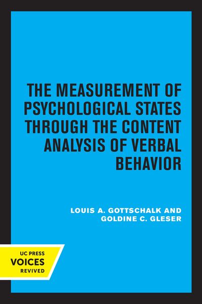 Produktbild: The Measurement of Psychological States Through the Content Analysis of Verbal Behavior