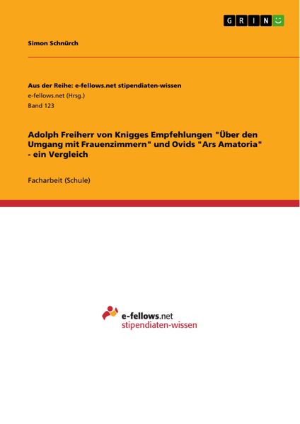 Produktbild: Adolph Freiherr von Knigges Empfehlungen "&Uuml;ber den Umgang mit Frauenzimmern" und Ovids "Ars Amatoria" - ein Vergleich