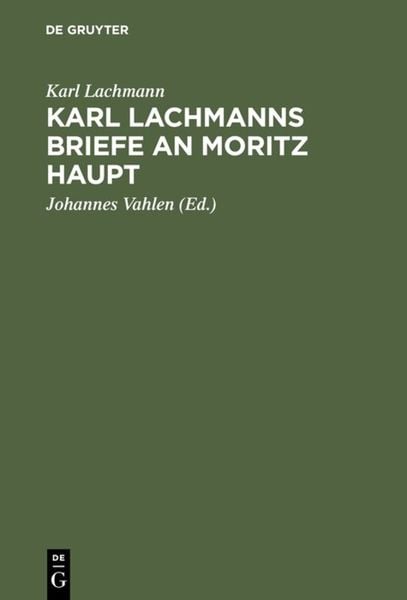 Produktbild: Karl Lachmanns Briefe an Moritz Haupt