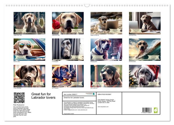 Produktbild: Great fun for Labrador lovers (Wall Calendar 2026 DIN A2 landscape), CALVENDO 12 Month Wall Calendar