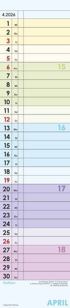Produktbild: Planer Farbenfroh 2026 - Streifen-Kalender 11,3x49x5 cm - Küchenkalender - Wandplaner - Alpha Edition