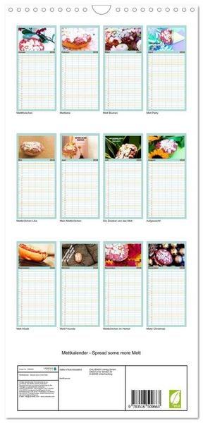 Produktbild: Familienplaner 2026 - Mettkalender - Spread some more Mett mit 5 Spalten (Wandkalender, 21 x 45 cm) CALVENDO