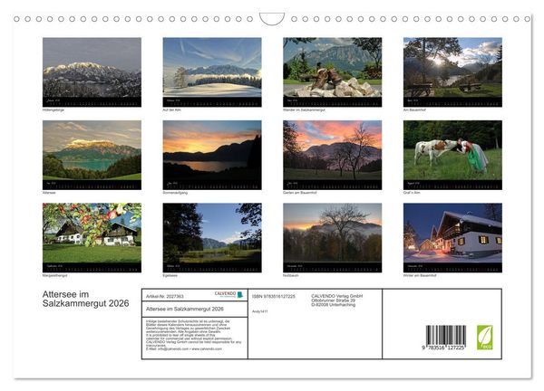 Produktbild: Attersee im Salzkammergut 2026 (Wandkalender 2026 DIN A3 quer), CALVENDO Monatskalender