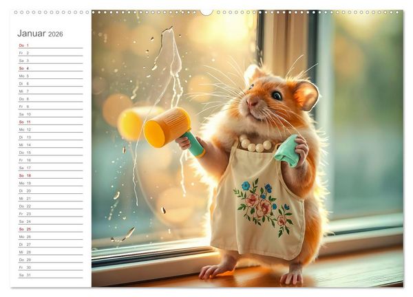 Produktbild: Hamsti Haushalt - Ordnung mit Pfiff und Flausch (hochwertiger Premium Wandkalender 2026 DIN A2 quer), Kunstdruck in Hochglanz