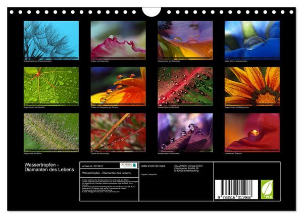 Produktbild: Wassertropfen - Diamanten des Lebens (Wandkalender 2026 DIN A4 quer), CALVENDO Monatskalender