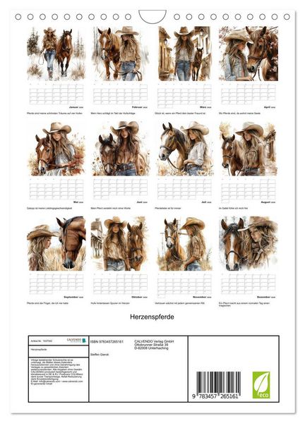 Produktbild: Herzenspferde (Wandkalender 2026 DIN A4 hoch), CALVENDO Monatskalender