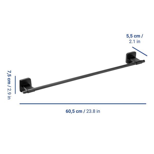 Produktbild: Turbo-Loc&reg; Badetuchstange Uno Mod. Porto Black 60 cm, Befestigen ohne Bohren