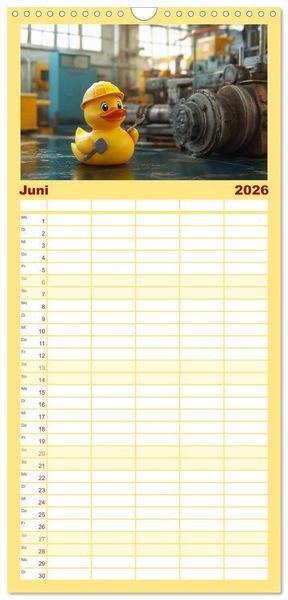 Produktbild: Familienplaner 2026 - Badeenten Kalender - Quietscheenten in der Berufswelt mit 5 Spalten (Wandkalender, 21 x 45 cm) CALVENDO
