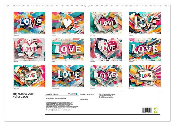 Produktbild: Ein ganzes Jahr voller Liebe (Wandkalender 2026 DIN A2 quer), CALVENDO Monatskalender