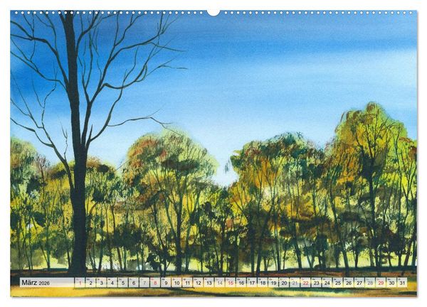 Produktbild: B&auml;ume in Aquarell (Wandkalender 2026 DIN A2 quer), CALVENDO Monatskalender