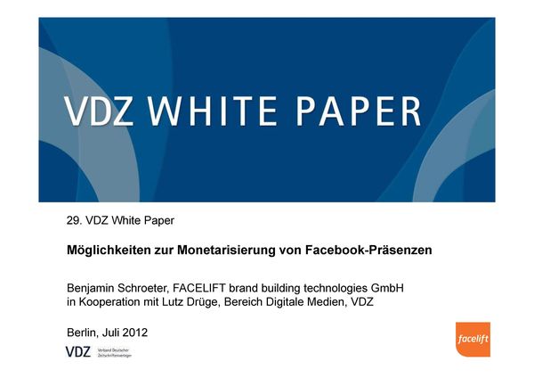 Produktbild: M&ouml;glichkeiten zur Monetarisierung von Facebook-Pr&auml;senzen