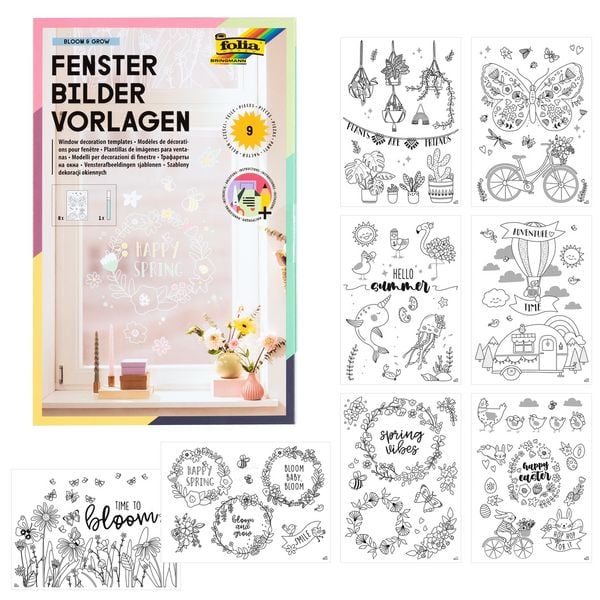 folia Fensterbilder Vorlagen Bloom & Grow 9 Teile