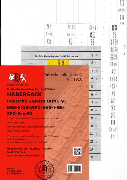 Produktbild: D&uuml;rckheimRegister&reg; HABERSACK OHNE &sect;&sect;