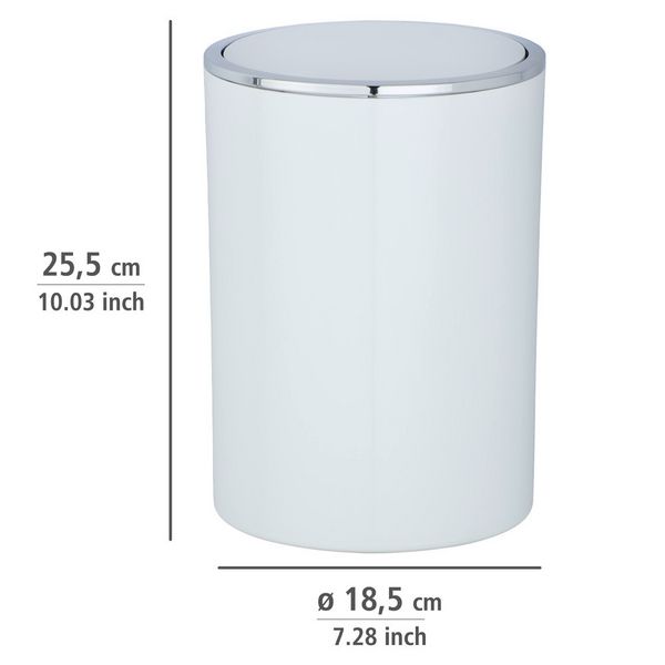 Produktbild: Schwingdeckeleimer Mod. Inca White, hochwertiger Kunststoff, 5 Liter
