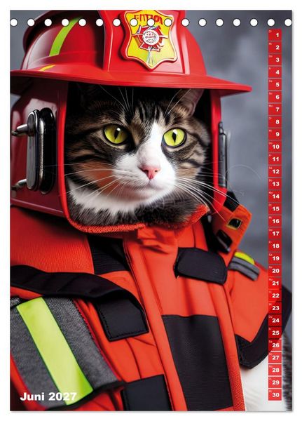 Produktbild: Feuerwehr - Tierischer Feuerwehrkalender (Tischkalender 2027 DIN A5 hoch), CALVENDO Monatskalender