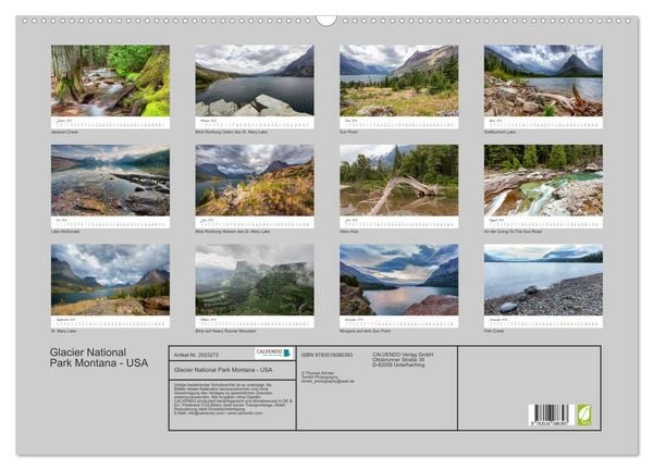 Produktbild: Glacier National Park Montana - USA (Wandkalender 2026 DIN A2 quer), CALVENDO Monatskalender