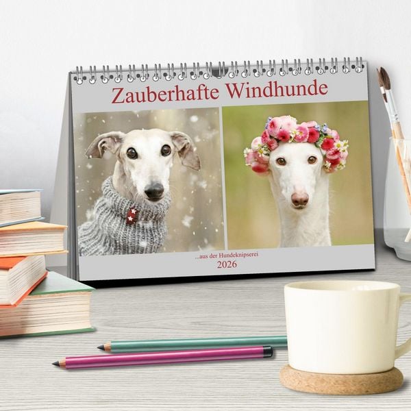 Produktbild: Zauberhafte Windhunde (Tischkalender 2026 DIN A5 quer), CALVENDO Monatskalender