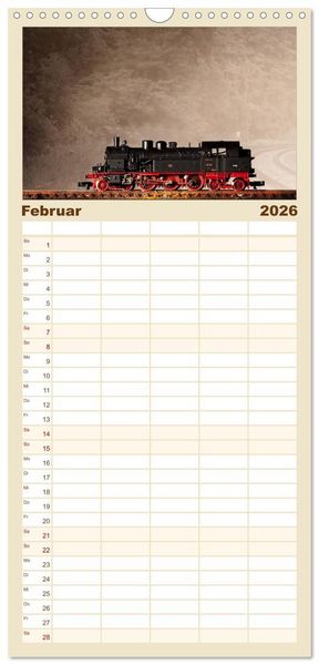 Produktbild: Familienplaner 2026 - Dampflokomotiven in Spur N mit 5 Spalten (Wandkalender, 21 x 45 cm) CALVENDO
