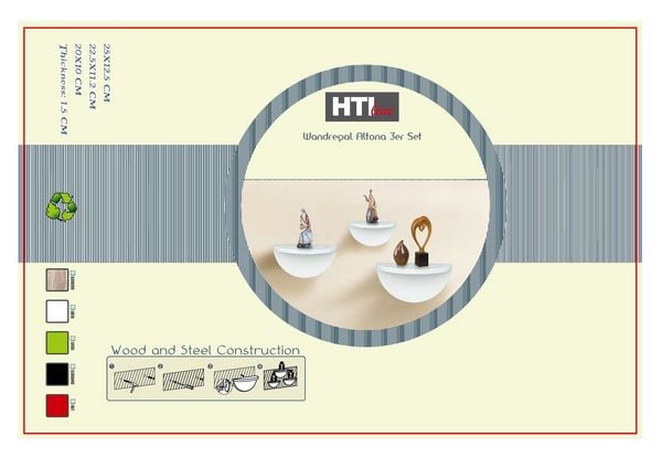 Produktbild: HTI-Living Wandregal Altona 943 3er Set Wandregal Altona 943 3er Set
