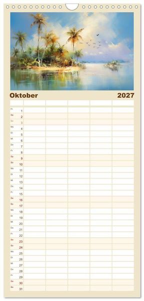 Produktbild: Familienplaner 2027 - Karibisches Flair mit 5 Spalten (Wandkalender, 21 x 45 cm) CALVENDO