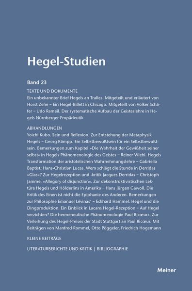 Produktbild: Hegel-Studien Band 23