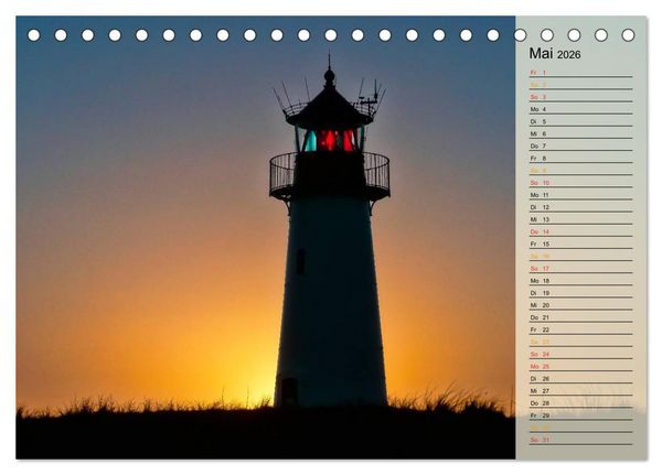Produktbild: Leuchtt&uuml;rme - maritime Wegweiser in Deutschland (Tischkalender 2026 DIN A5 quer), CALVENDO Monatskalender
