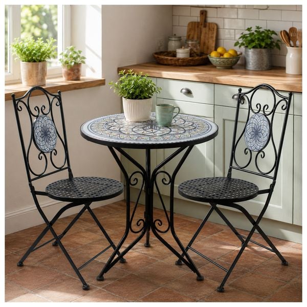 Produktbild: HTI-Living Gartenstuhl 2er-Set Metall Schwarz Byzanz Gartenstuhl 2er-Set Metall Schwarz Byzanz
