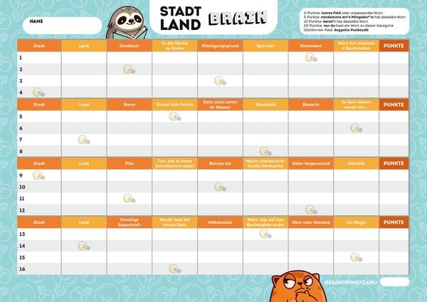 Produktbild: Stadt, Land, Brain &ndash; Der Spieleklassiker mit den beliebtesten Kategorien