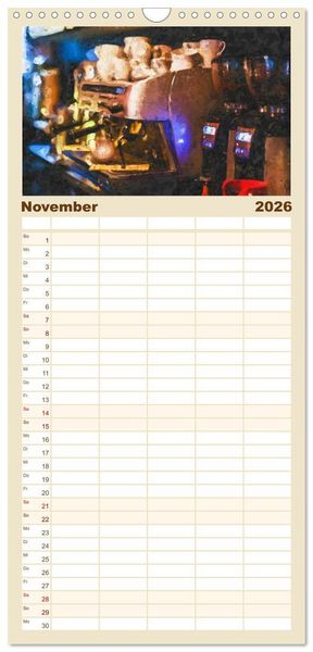 Produktbild: Familienplaner 2026 - Kaffeesatz - Kunst und Tradition mit 5 Spalten (Wandkalender, 21 x 45 cm) CALVENDO