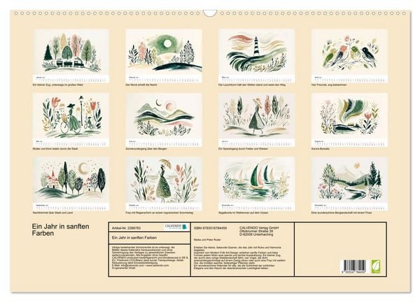 Produktbild: Ein Jahr in sanften Farben (Wandkalender 2027 DIN A2 quer), CALVENDO Monatskalender