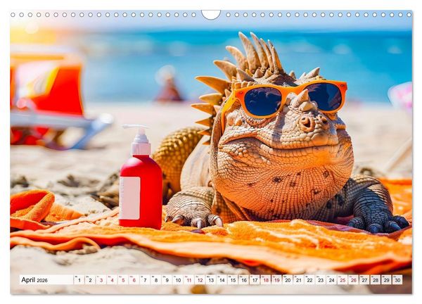 Produktbild: Dinosaurier Sommer - Urzeitlich witzige Strandparty (Wandkalender 2026 DIN A3 quer), CALVENDO Monatskalender