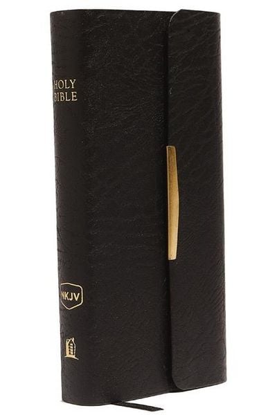 NKJV, Checkbook Bible, Compact, Bonded Leather, Black, Wallet Style, Red Letter Edition, Gebundene Ausgabe von Thomas Nelson, Harper Collins Publ.